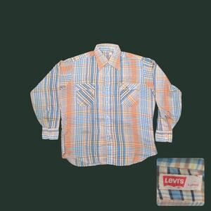 Vintage 80s Levis White Tab Pastel Plaid Shirt XXL